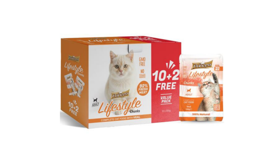 Princess Lifestyle Pouches Chunks Veal 12x100g (10+2FREE)